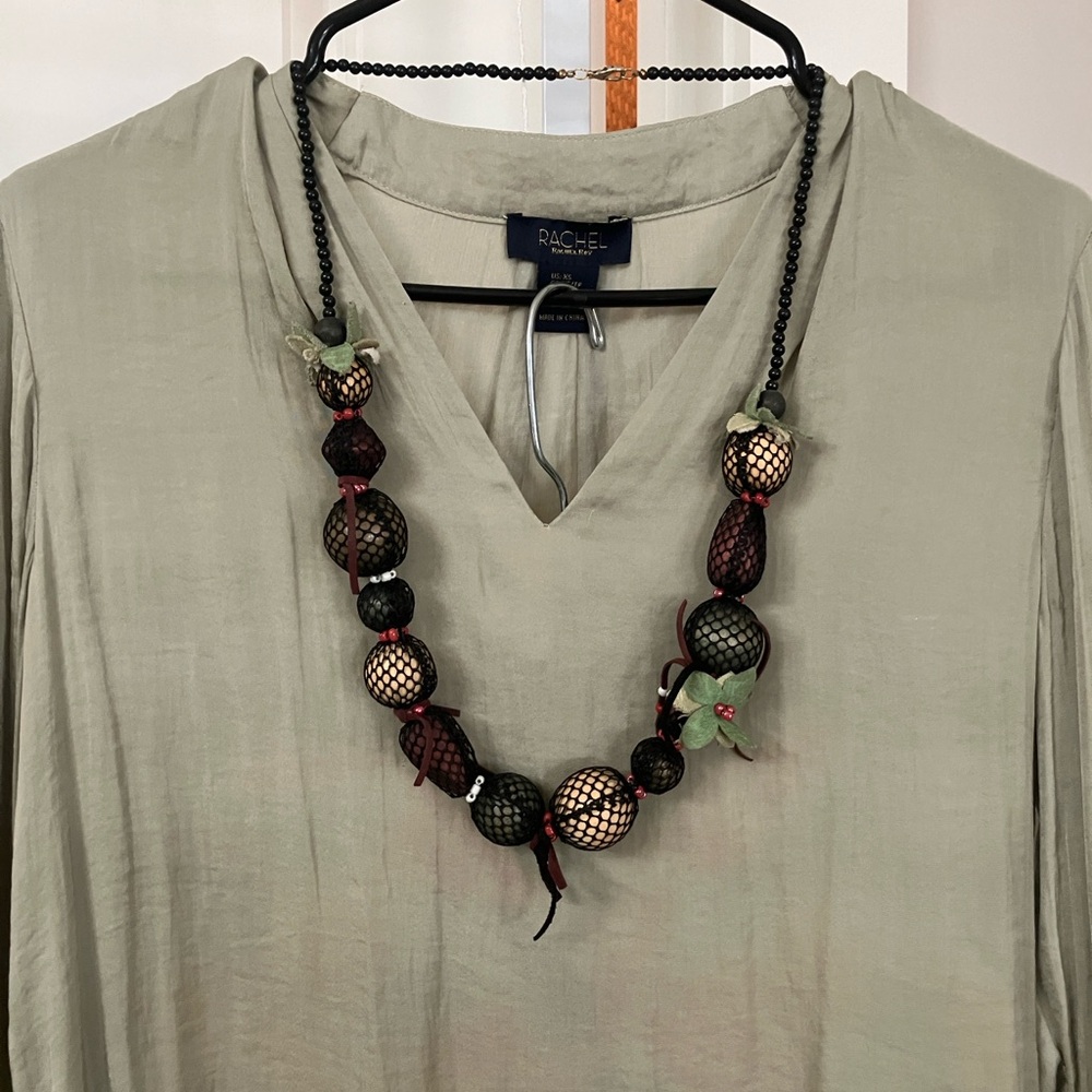 BOHO  Necklace with Black and Green Accents